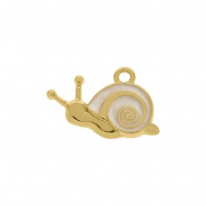 Pingente Caracol Ouro com Resina Pérola 25mm