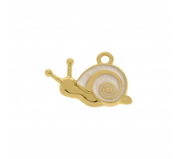 Pingente Caracol Ouro com Resina Pérola 25mm