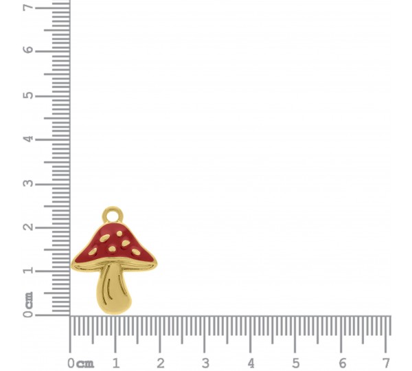 Pingente Cogumelo Ouro com Vermelho 25mm