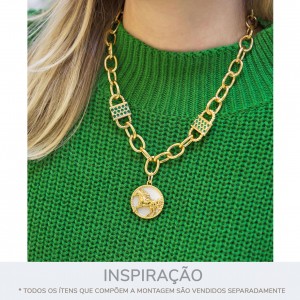 Pingente Medalha Cavalo Ouro 29mm