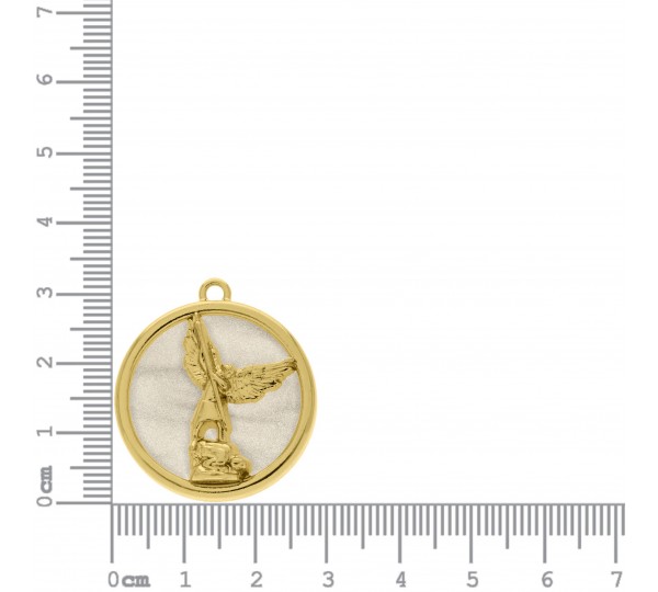Pingente São Miguel Arcanjo Ouro com Perolado 32mm