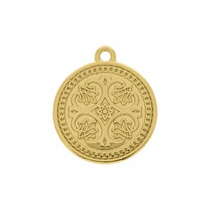 Medalha Elefante Ouro com Strass 20mm