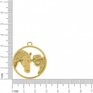 Pingente Medalha Cavalo Ouro 34mm