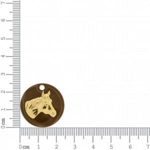 Pingente Cavalo Ouro em Medalha Acrílico Café 25mm