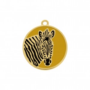 Pingente Medalha Zebra Ouro com Amarelo 34mm