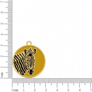 Pingente Medalha Zebra Ouro com Amarelo 34mm