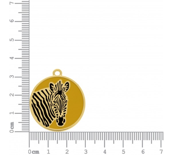 Pingente Medalha Zebra Ouro com Amarelo 34mm