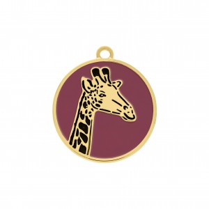 Medalha Girafa Ouro com Rosa 34mm