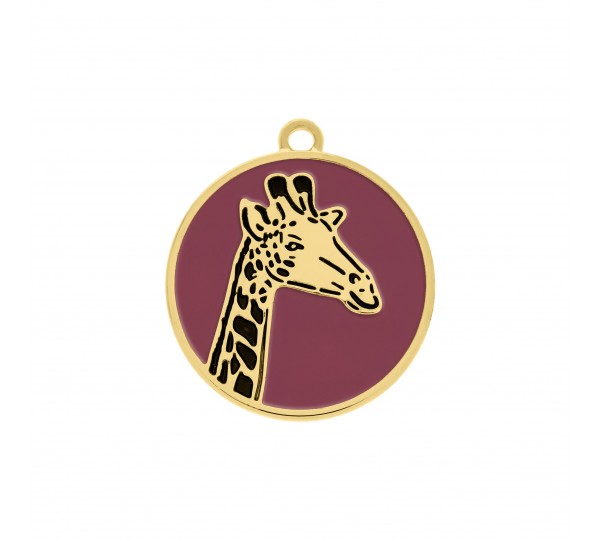 Medalha Girafa Ouro com Rosa 34mm
