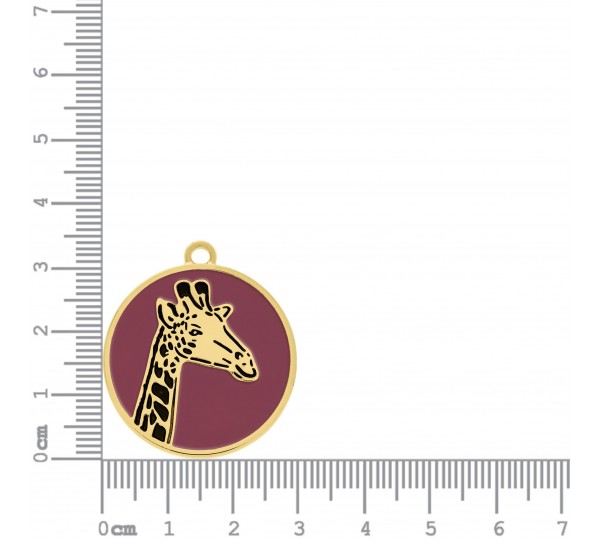 Medalha Girafa Ouro com Rosa 34mm