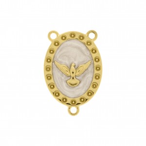 Entremeio Terço Pomba da Paz Ouro Sem Strass com Resina 31mm