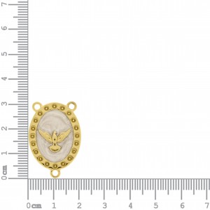 Entremeio Terço Pomba da Paz Ouro Sem Strass com Resina 31mm