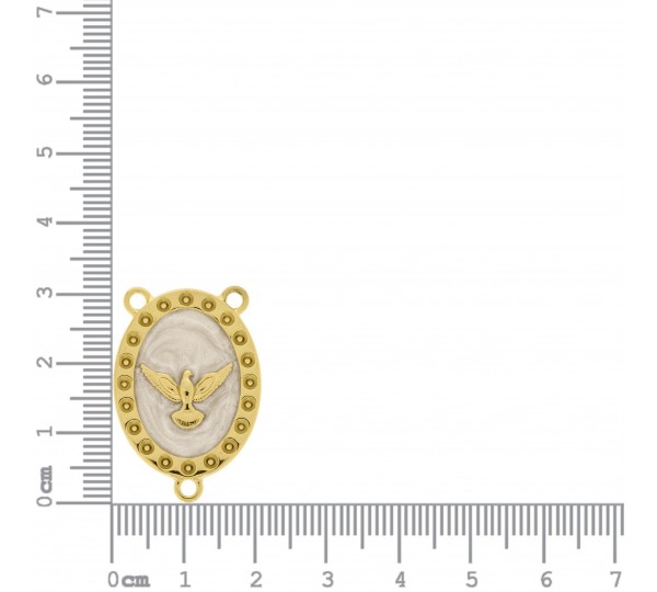 Entremeio Terço Pomba da Paz Ouro Sem Strass com Resina 31mm