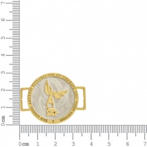 Passa Tira São Miguel Arcanjo Ouro com Resina Pérola 30mm