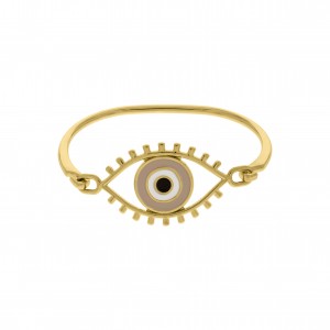 Pulseira Olho Grego Ouro com Resina Rosa 69mm