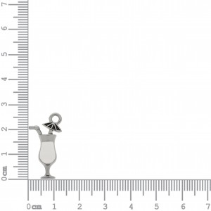 Pingente Drink Níquel com Resina Branca 27mm