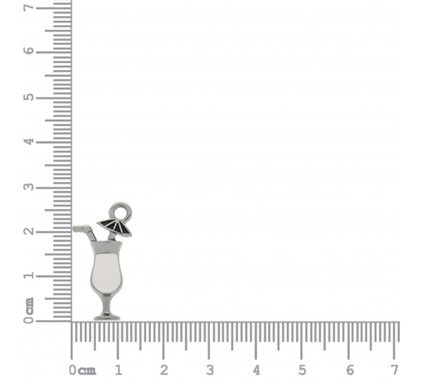 Pingente Drink Níquel com Branco 27mm
