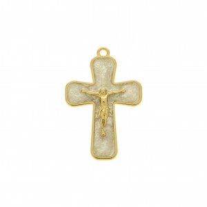 Pingente Jesus Crucificado Ouro com Pérola 43mm