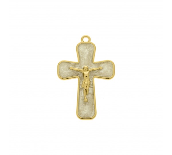 Pingente Jesus Crucificado Ouro com Pérola 43mm