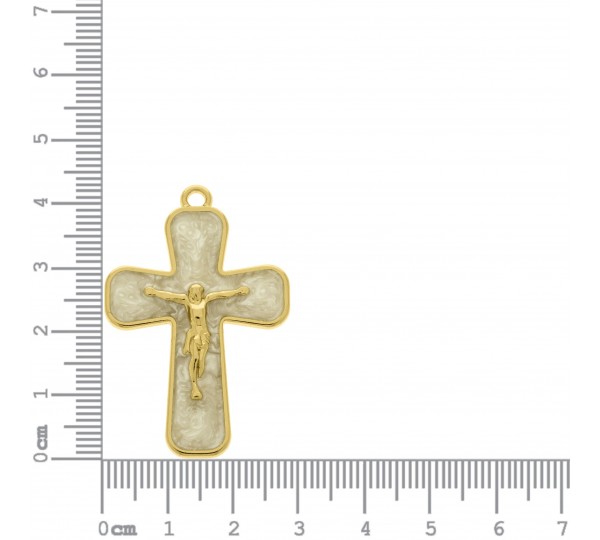 Pingente Jesus Crucificado Ouro com Pérola 43mm