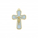 Pingente Crucifixo Ouro com Azul 43mm