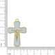 Pingente Cruz com Cristo Dourado e resina Azul 43mm