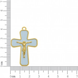 Pingente Crucifixo Ouro com Azul 43mm