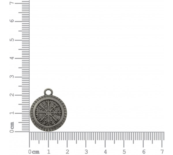 Pingente Medalha Vikings Grafite Escovado 24mm