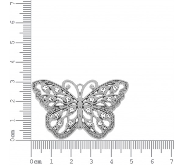 Pingente Borboleta Níquel com Strass 49mm