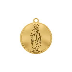 Pingente Medalha Ave Maria Ouro 32mm