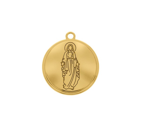 Pingente Medalha Ave Maria Ouro 32mm