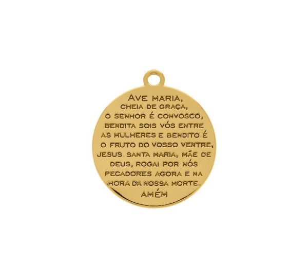 Pingente Medalha Ave Maria Ouro 32mm