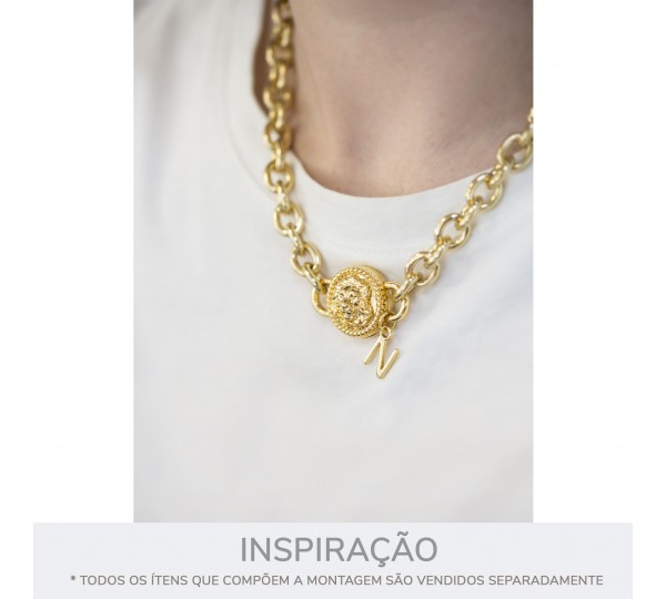 Pingente Mini Letra N Ouro 12mm