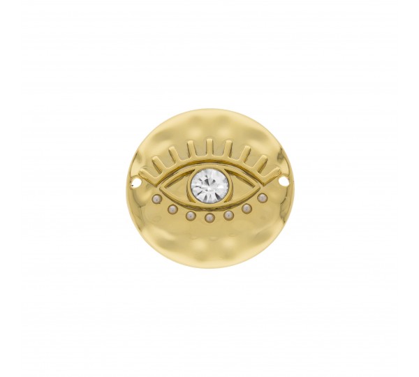 Pingente Orgânico Olho Grego Ouro com Strass 40mm