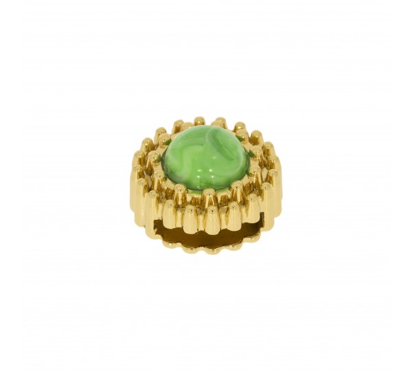 Passador Redondo Ouro com Pedra Verde Escuro 19mm