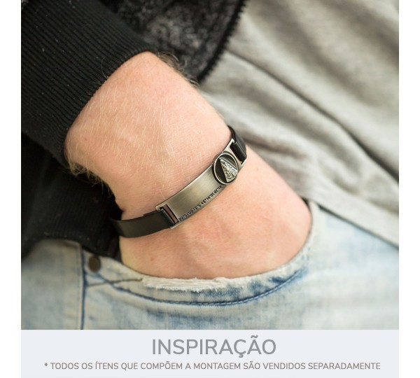 Passa Tira Nossa Senhora Grafite Escovado com Preto 51mm