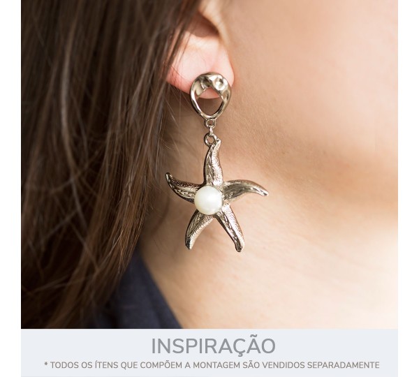 Pingente Estrela-do-Mar Níquel com Pérola 38mm