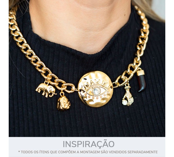 Pingente Orgânico Olho Grego Níquel com Strass 40mm