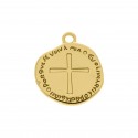 Pingente Medalha Duas Cruzes Dourado 25mm