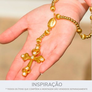 Pingente Cruz Ouro com Strass 56mm