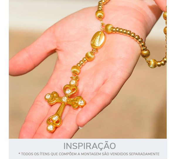 Pingente Cruz Ouro com Strass 56mm