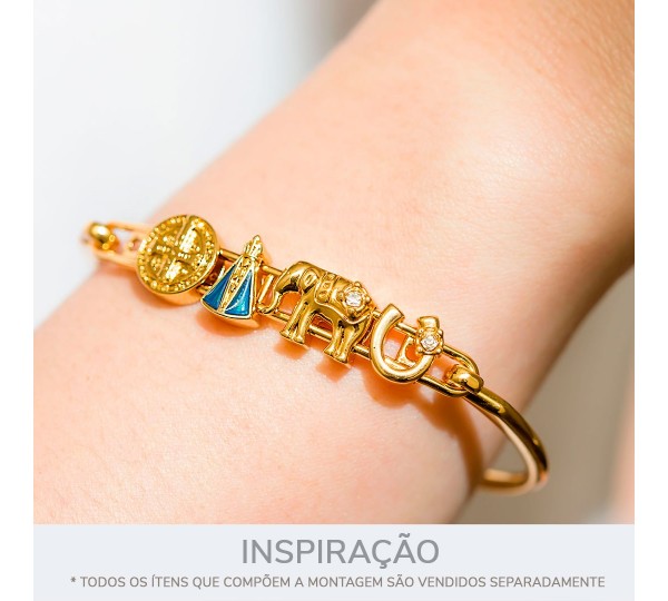 Passador Ferradura Níquel com Strass 10mm