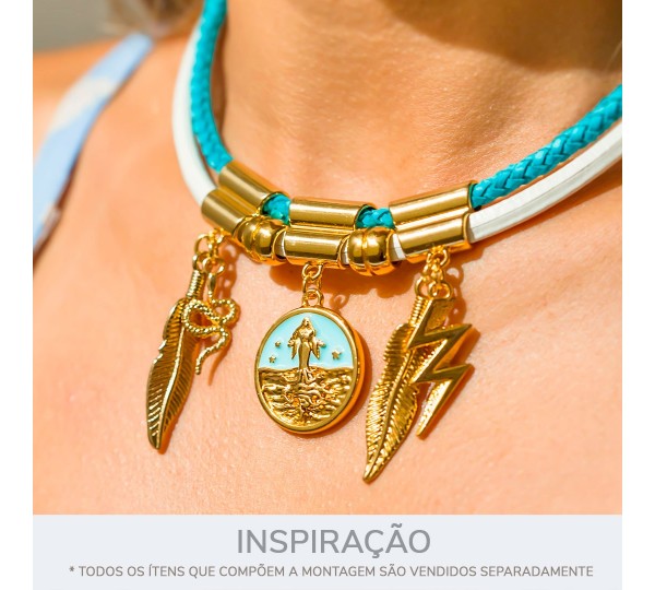 Pingente Iemanjá Ouro com Azul 26mm