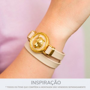 Passa Tira Tigre Ouro com Resina Pérola 40mm