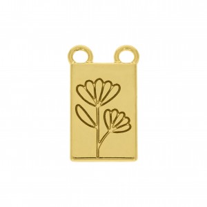 Pingente Medalha Flor Ouro com Duas Saídas 23mm