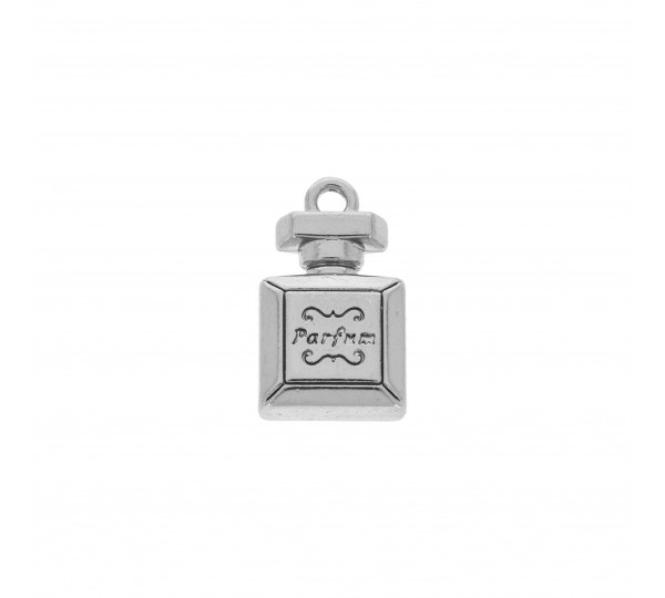 Pingente Frasco de Perfume Níquel com Strass 18mm