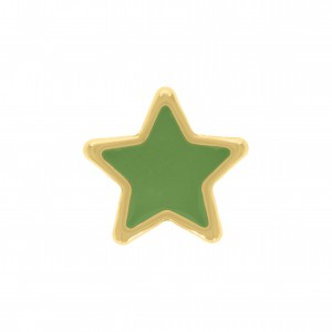 Passador Estrela Ouro com Resina Verde 16mm