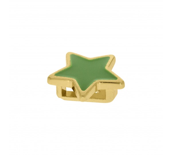 Passador Estrela Ouro com Resina Verde 16mm