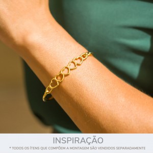 Pulseira Corações Ouro 68mm