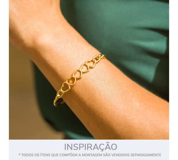 Pulseira Corações Ouro 68mm